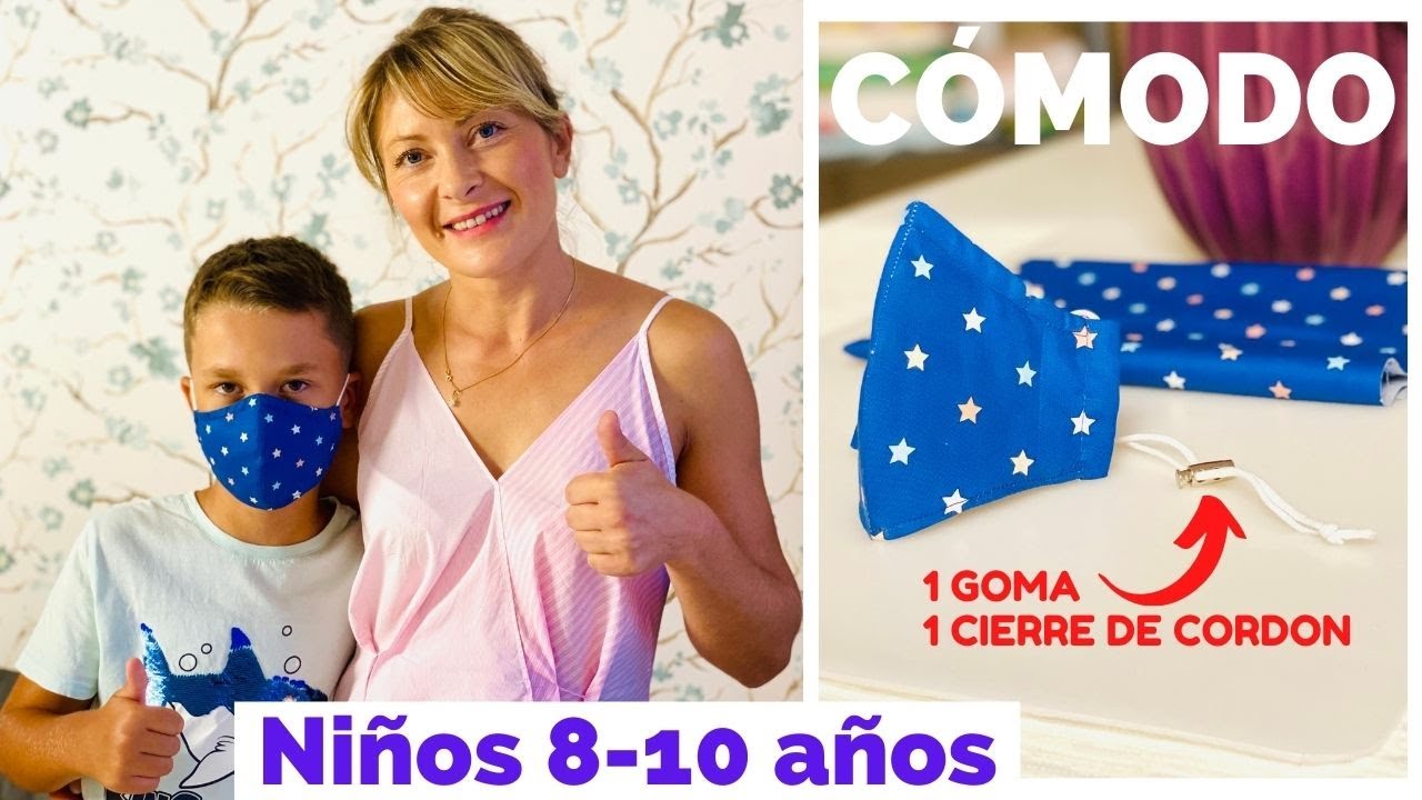 MASCARILLA PARA NIÑOS 8-10 AÑOS | SOLO CON UNA GOMA Y CON UN CIERRE DE CORDON