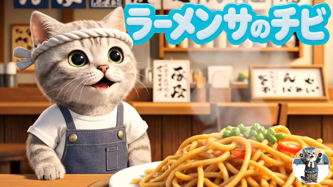 【ちび猫の日常】ラーメン屋でアルバイトを始めたチビの一日を見てみましょう🐱🍜
