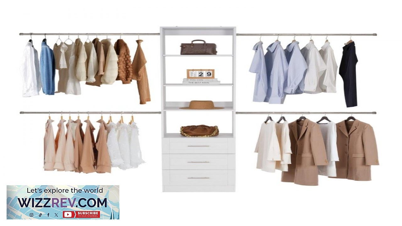 VEVOR Closet System with 3 Drawers Adjustable Height Wooden Closet Organizers Modern
