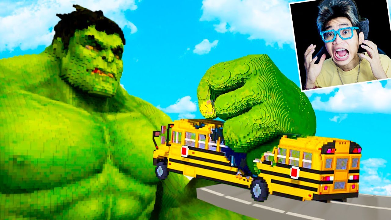 BUS SEKOLAH VS HULK!!! BAGAIMANAPUN CARANYA KITA HARUS KALAHKAN RAKSASA HIJAU INI!!!
