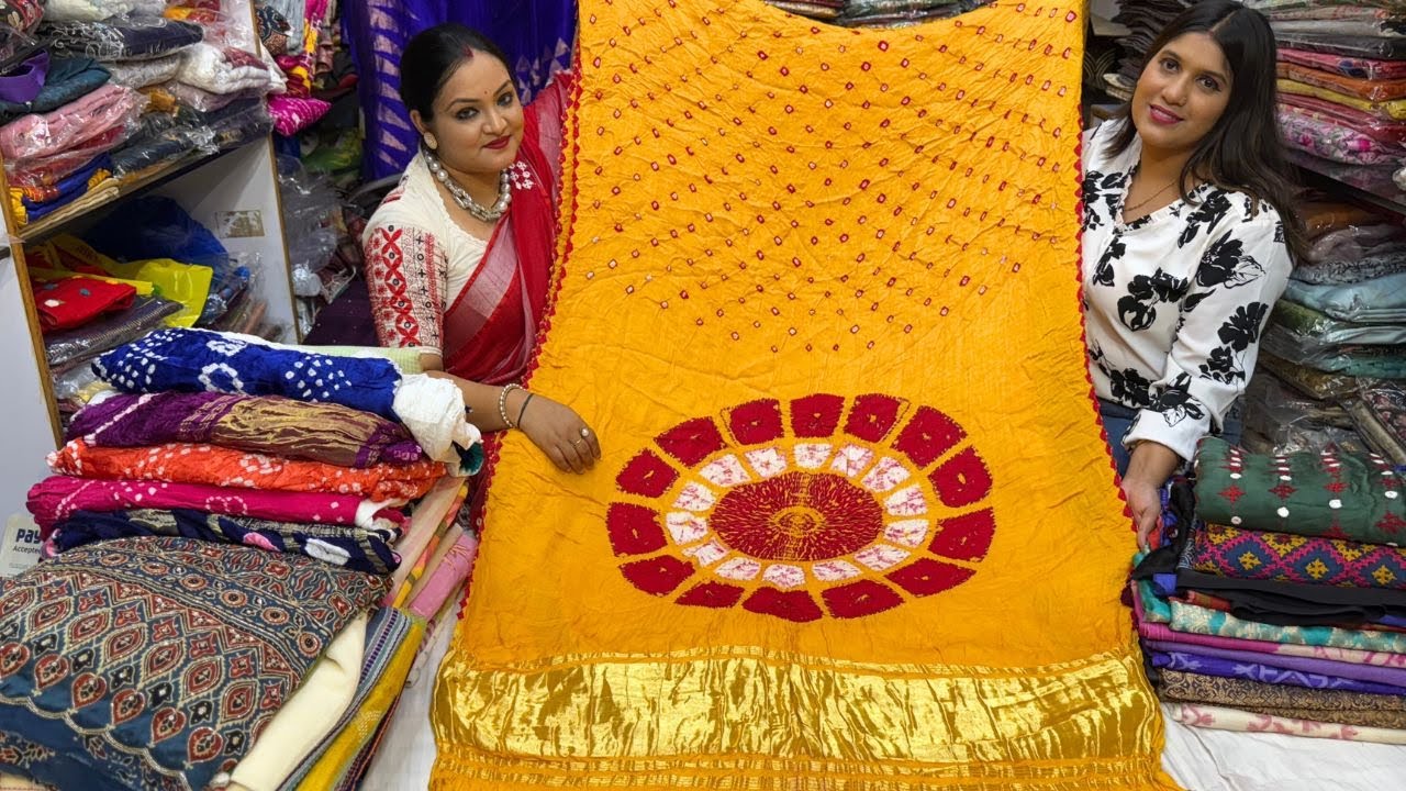 Bandhej modal & Tussar Jamdani Shibori dye Sarees from Priyojoner Priyadarsini Boutique Baranagar