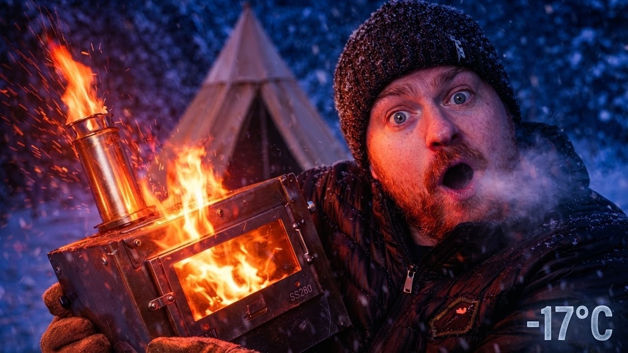 Cheap Hot Tent Camping in the Snow❄️ ( -17°C )  — Budget Gear Test