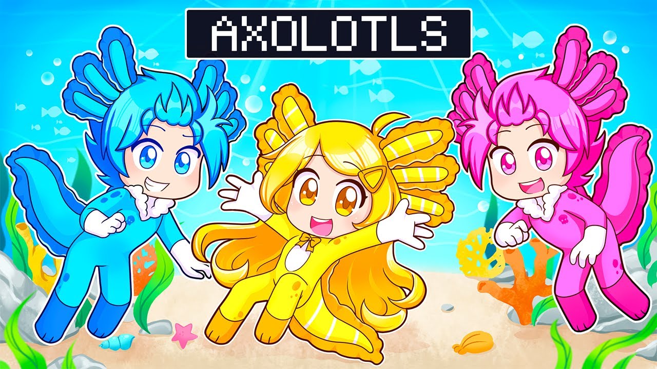 Playing BEDWARS as AXOLOTLS in ROBLOX!