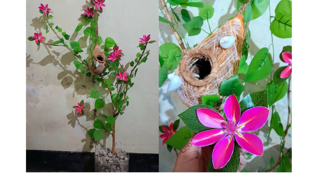 ৪০০০-৫০০০ টাকার ফুলের গাছ ১০০০ টাকা খরচ করে নিজেই বানিয়েনিন। DIY a homemade flower tree  🌺🌴