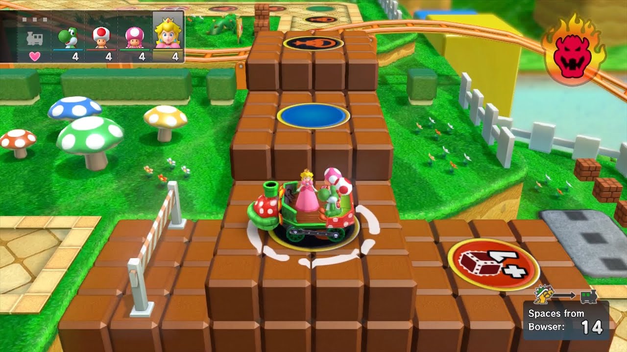 Mario Party 10 Bowser Party #990 Yoshi, Toad, Toadette, Peach Mushroom Park Master Difficulty