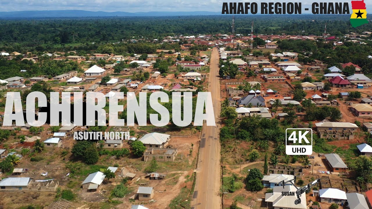 Acherensua Aerial View in the Asutifi South Ahafo Region of Ghana 4K