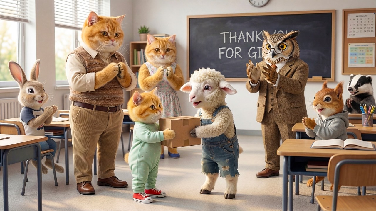 🐱From Cardboard to Kindness: Ginger Kitten Helps Poor Lamb with a Special❤️