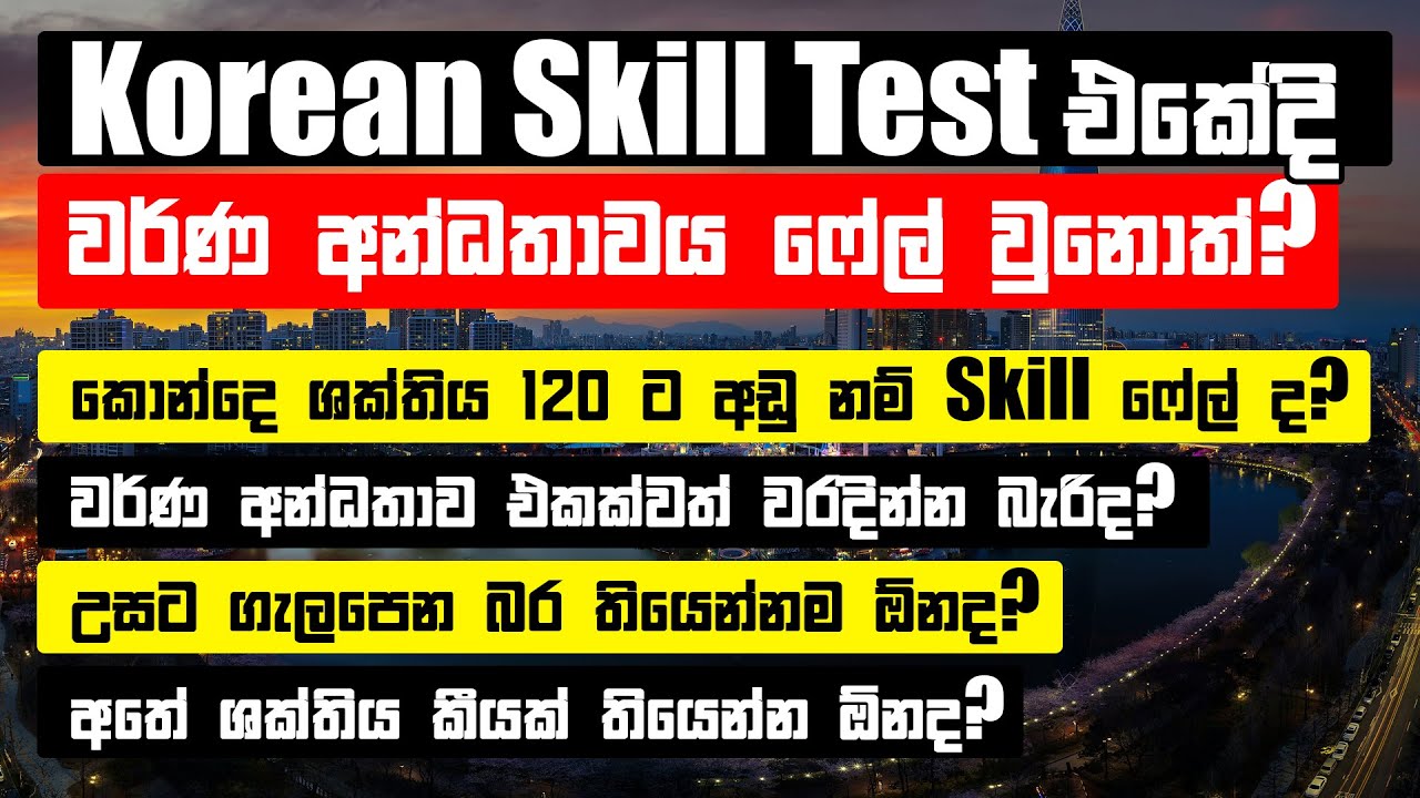 Korean Skill Test එකේදි වර්ණ අන්ධතාව ෆේල් වුනොත්? | Korean Skill Test එක 100% ගොඩ දාගමු