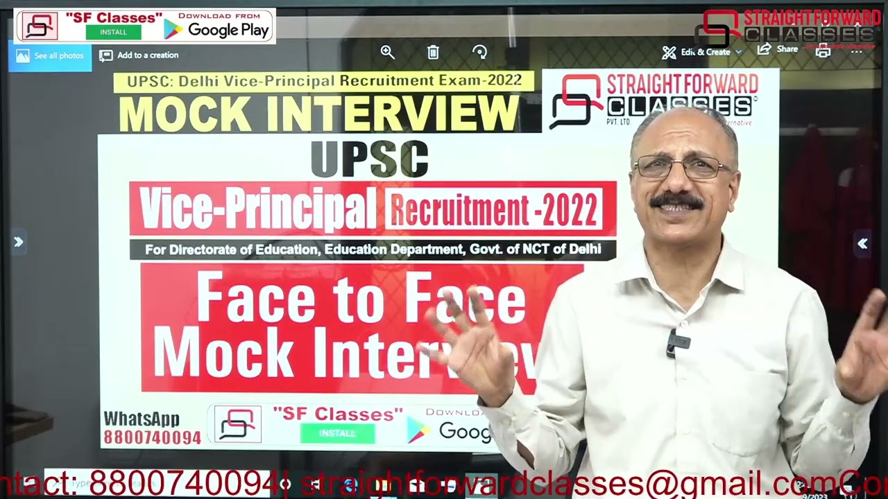 UPSC Vice Principal Mock Interview- Join SF Classes for Classes I Study Materials & Mock Interviews
