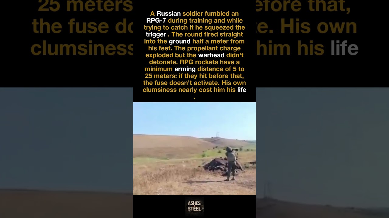 A Russian Soldier Drops an RPG and It Fires on Its Own at His Feet