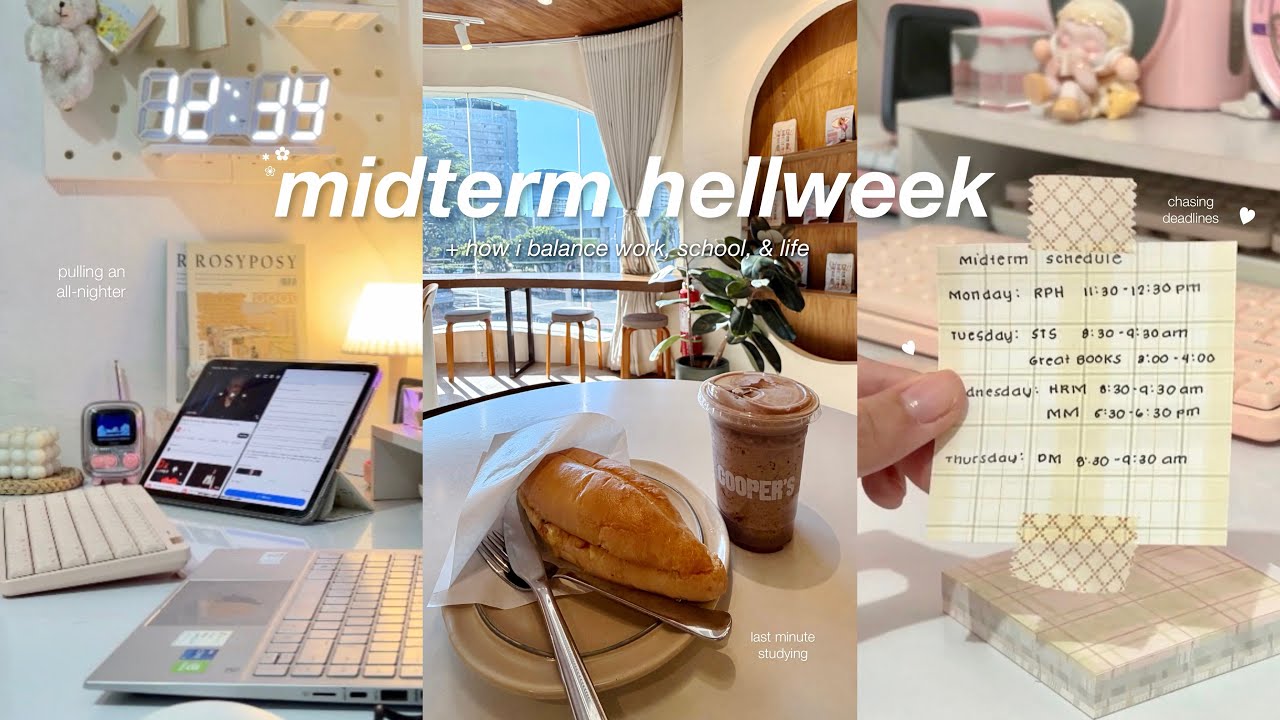 study vlog ⋆°✩🖇️ productive midterms week + how i maintain school, work, & life balance 💌