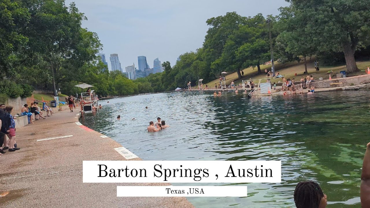 A day outing at Barton Springs Pool, Zilker Park, Austin, Texas