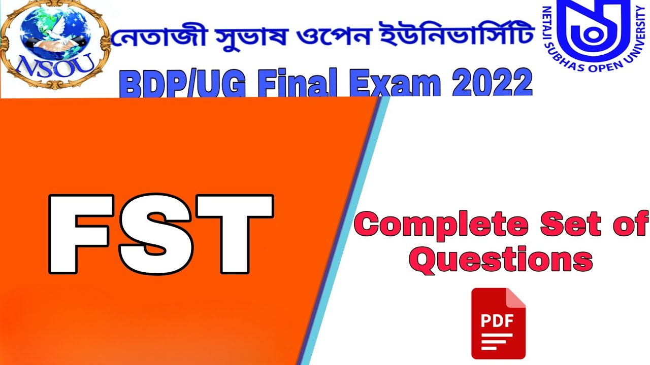 BDP/UG FST FINAL EXAM 2022 NSOU COMPLETE  ALL ANSWER SET PDF