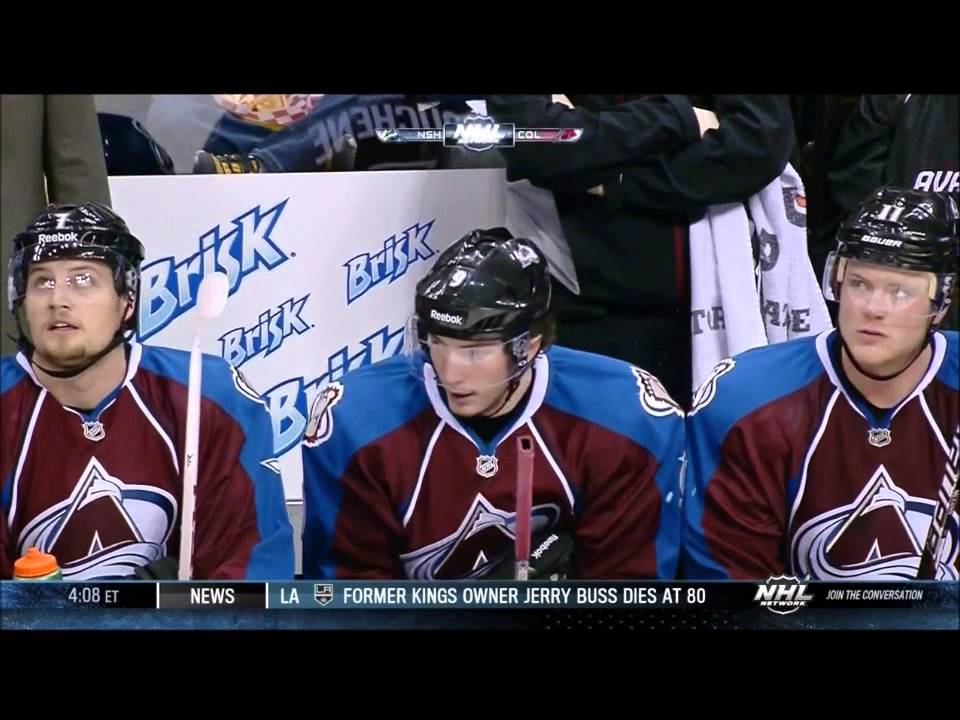 2/18/13: Avalanche's Matt Duchene scores after being a mile offside vs. Predators