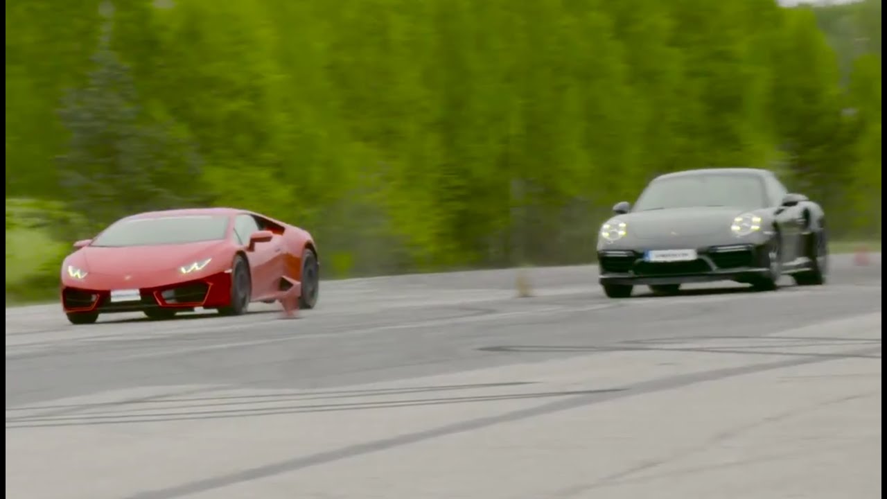 [4k] Lamborghini Huracán LP580-2 vs Porsche 991 Turbo S Mk II (580 HP) facelift in Ultra HD
