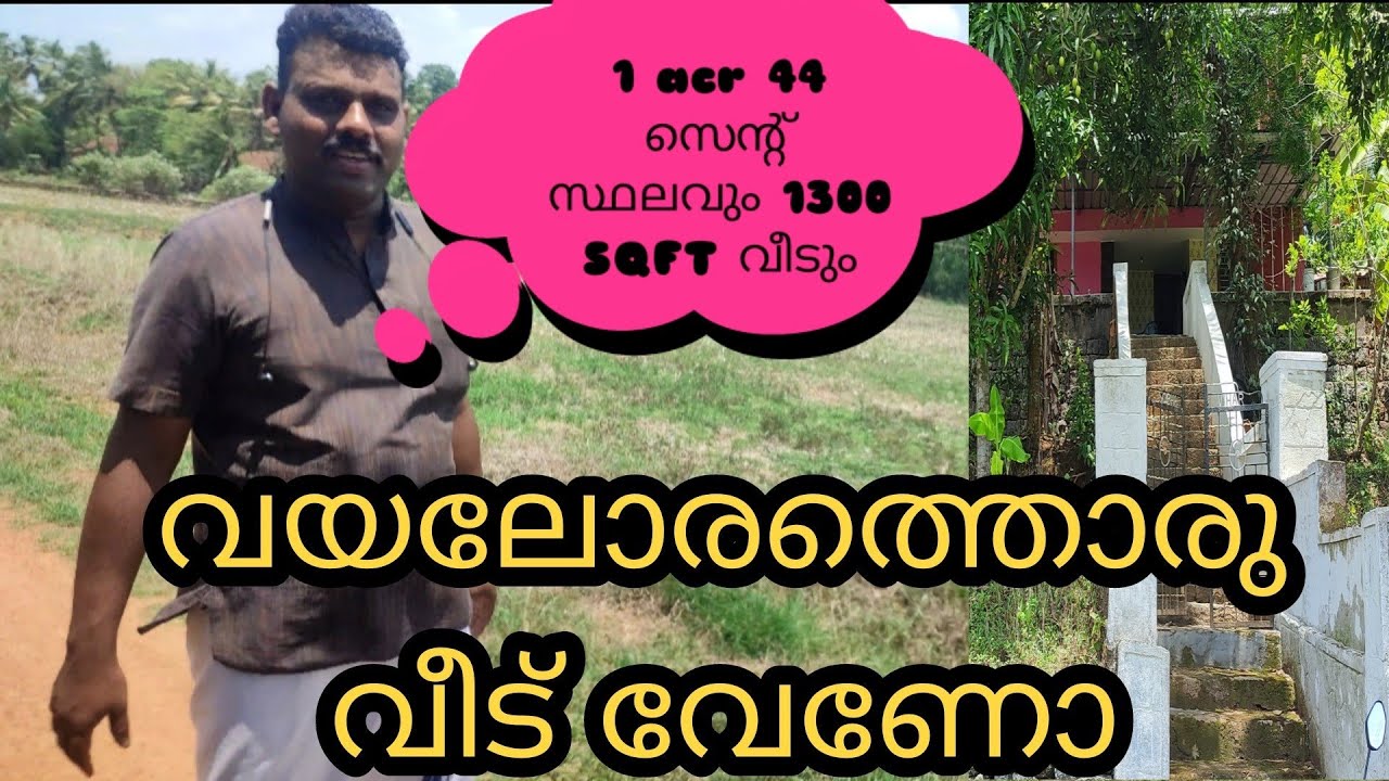 പാടങ്ങളുടെ സൈഡിൽ ആയി നല്ല വ്യൂ ഉള്ള 1 acr 44 സെന്റ് സ്ഥലവും 1300 SQFT വീടും വില്പനക്ക്
