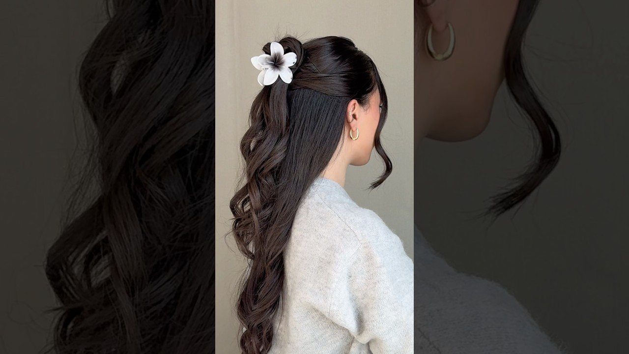 Easy Spring Hairstyle 🩶🌸 #hairstyle #hairtok #spring #hair #explorepage