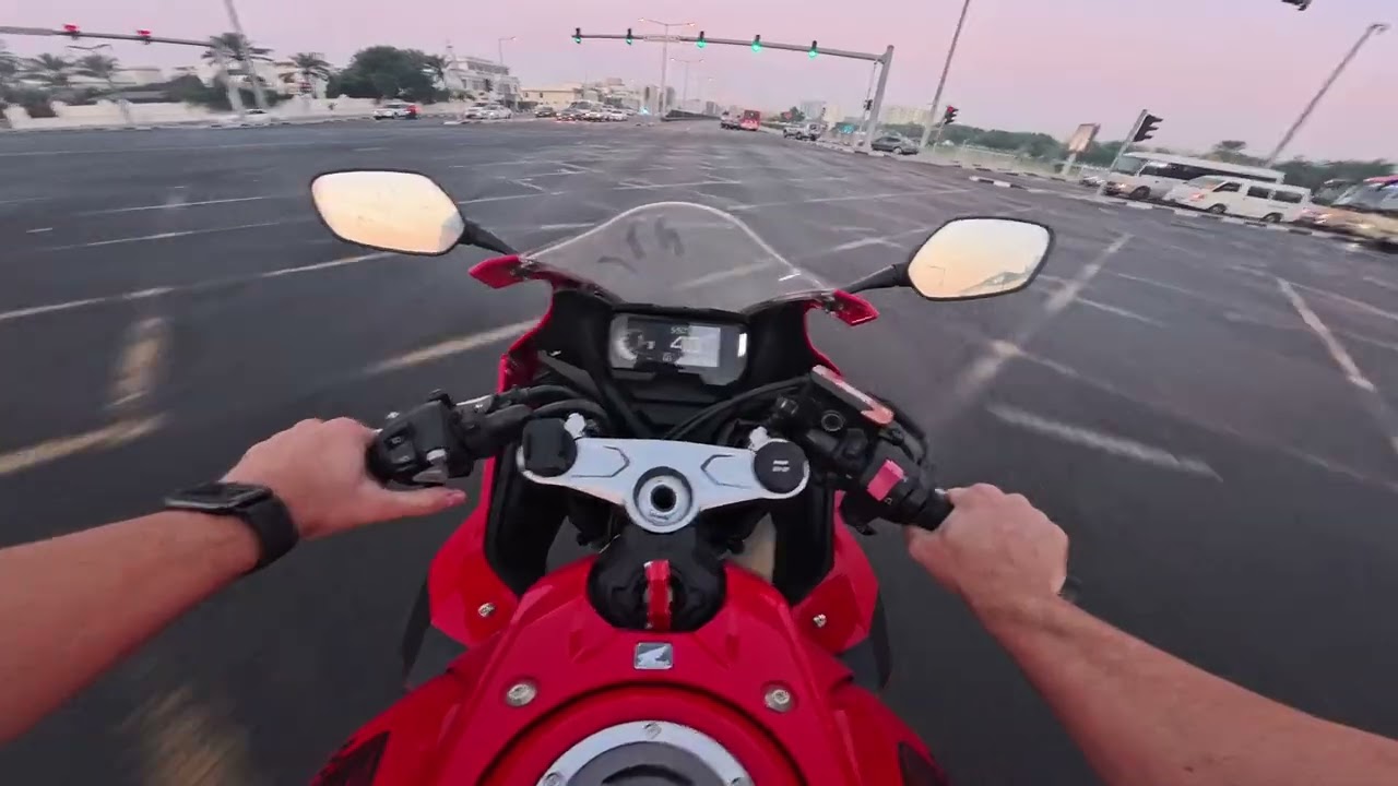 Riding my Sports bike to the Football Field!