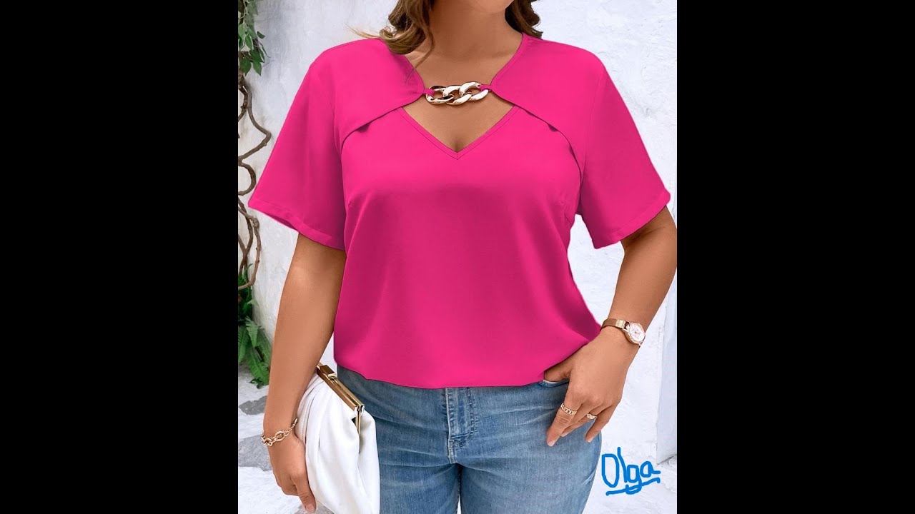 COMO HACER UNA BLUSA ELEGANTE EN TALLA PLUS-  BLUSA #185