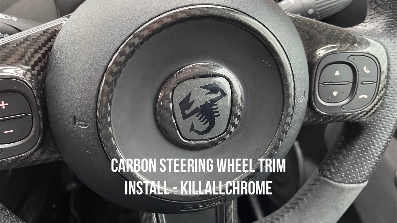Fiat 500 / Abarth 595 695 Steering Wheel Carbon Trim Cover Install - KillAllChrome