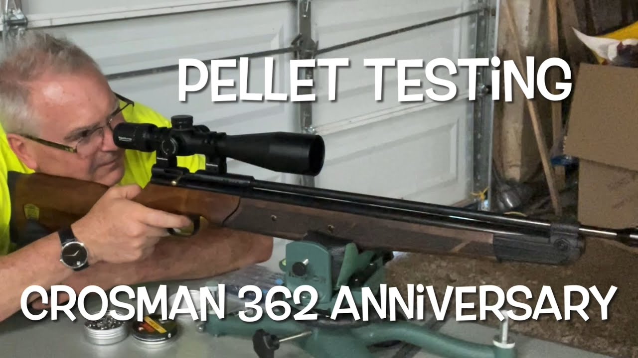 Crosman 362 Anniversary Edition scoped at the range. Pellet testing.