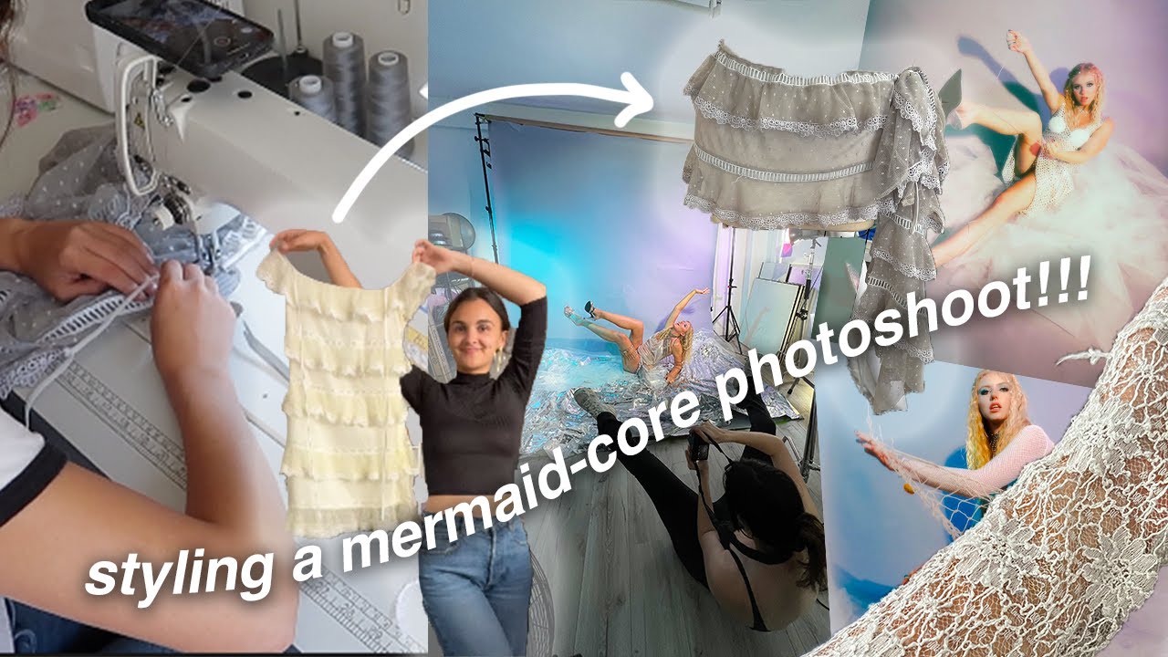 styling a mermaid-core photoshoot with upcycled pieces! | STUDIO VLOG 75