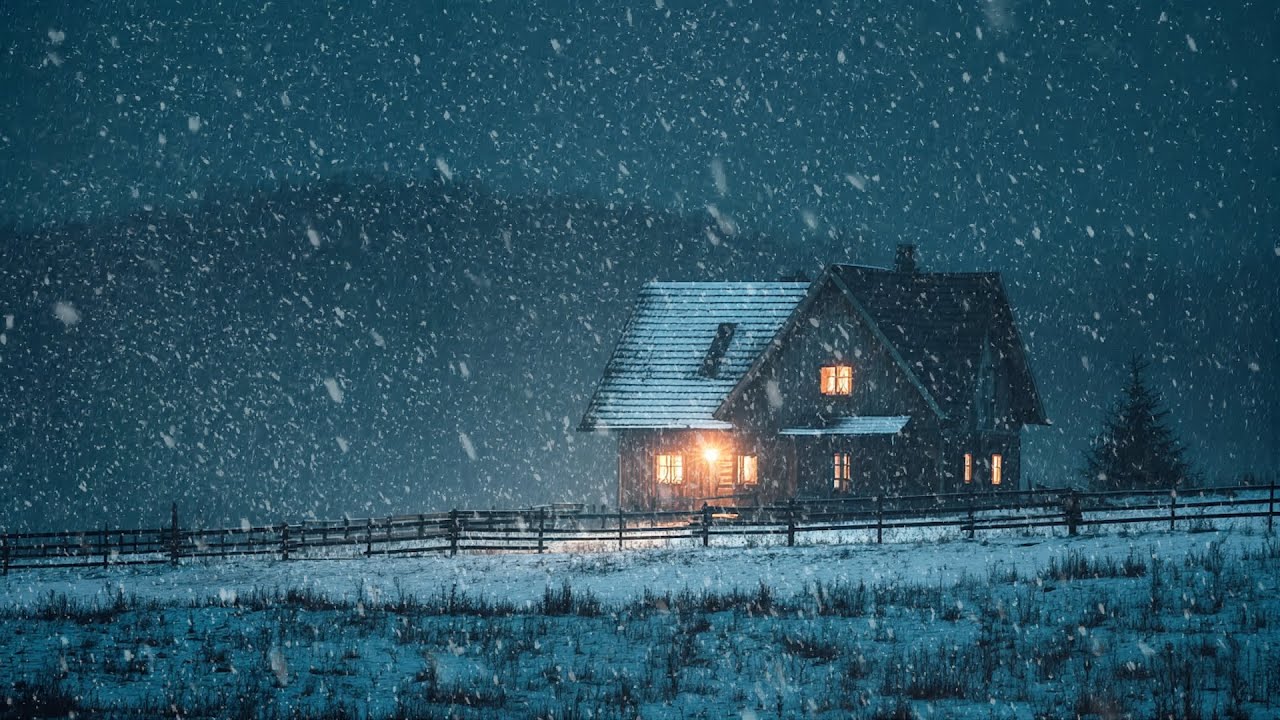 Heavy Blizzard & Howling Wind Sounds | Cozy Lone House in the Snow | No Music for Sleep
