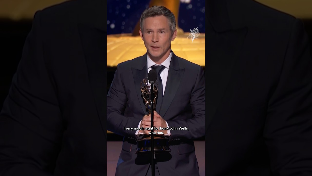 Shawn Hatosy accepts the #Emmy for Outstanding Guest Actor in a Drama Series for The Pitt.