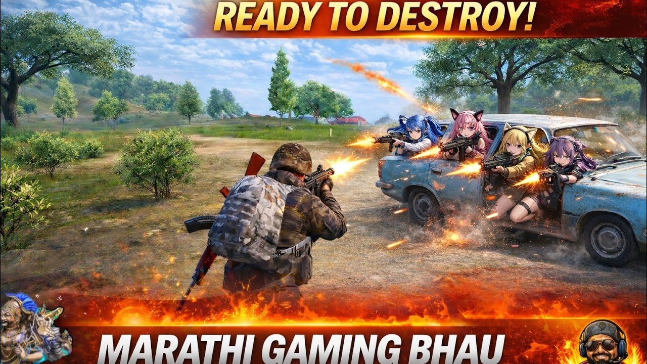 4 Anime Squad VS Me 😱 Intense Car Fight Battle | Marathi Gaming Bhau | Pubg | Ready To Destroy!