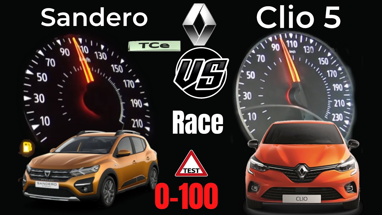 Sandero Stepway 1.0 Tce (Eco-G) VS Renault clio 5 1.0 Tce 100 Hp 0-100 Hız Test acceleration Battle