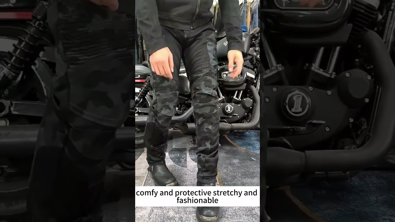 Men&rsquo;s Blue Camouflage Motorcycle Pants with CE Level 2 Knee & Hip Protection