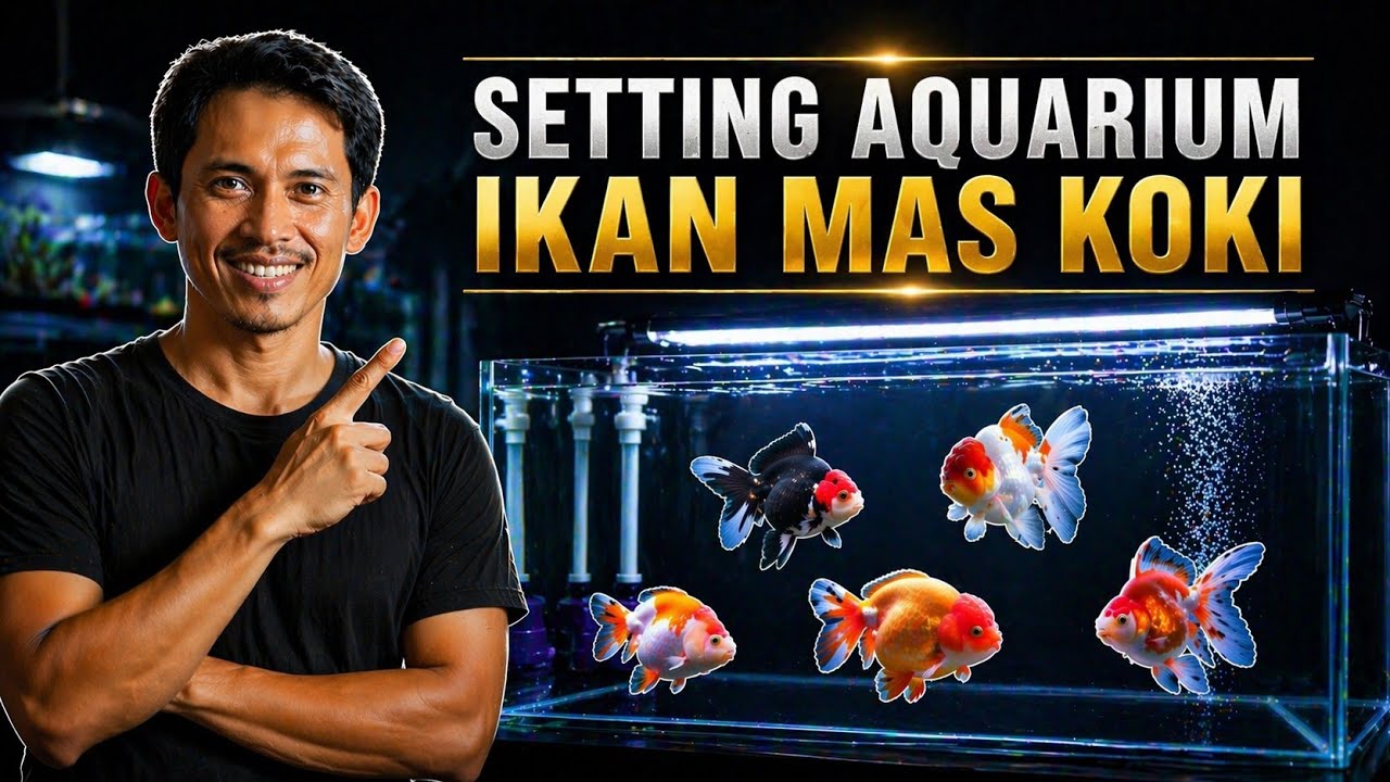 setting aquarium ikan koki....