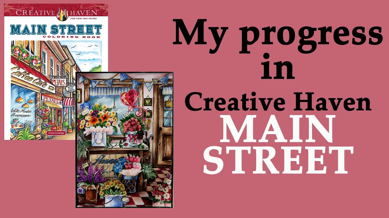 My progress in Creative Haven 'Main Street' by T.Goodridge #coloring #adultcoloring