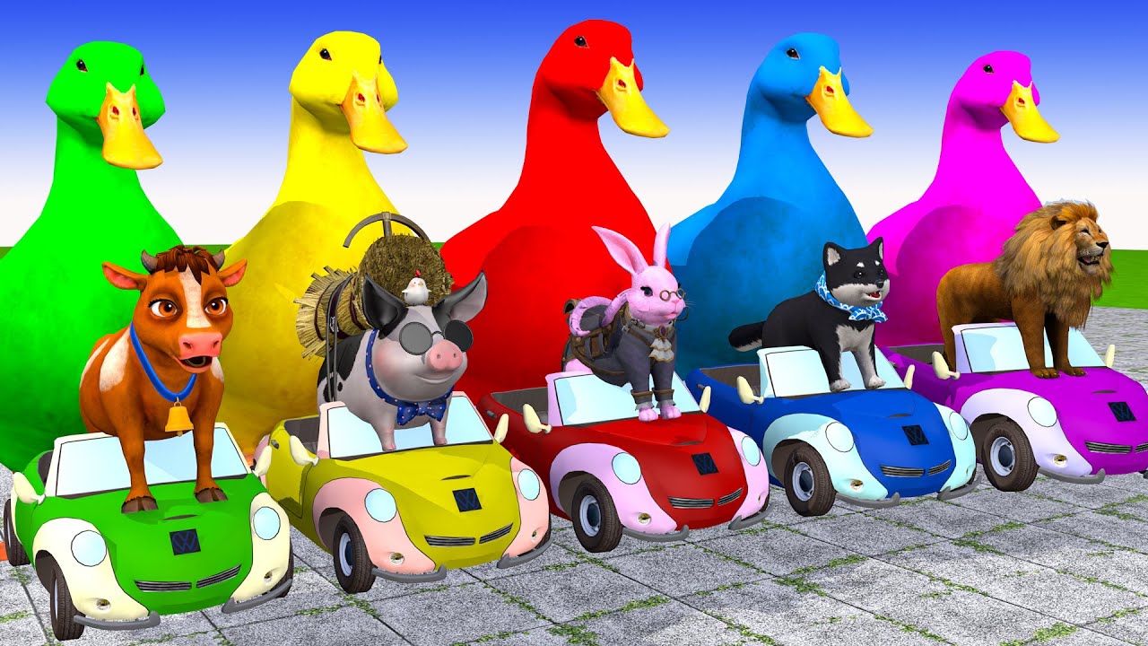Long Slide Game With Cow Elephant Gorilla Hippopotamus Tiger 3d Animal Game Funny 3d Animals