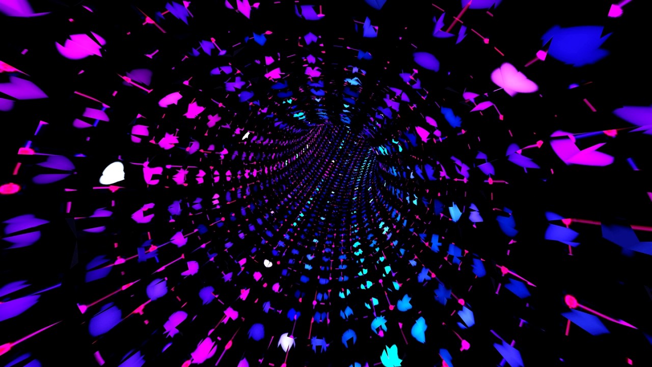 8 Hours 4K Abstract Fast Moving Trippy Blue & Pink Color Light Neon Tunnel Black Screen Relax Video