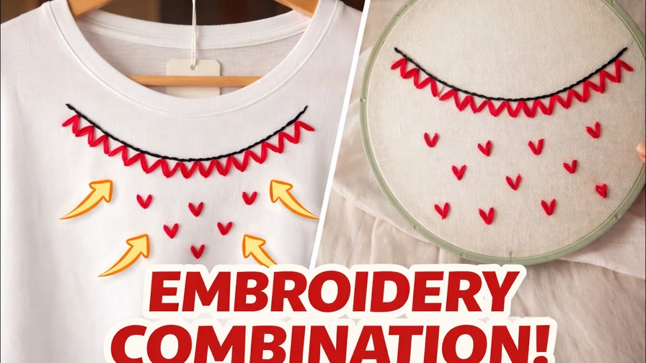 Easy Neckline Hand Embroidery | DIY Embroidery Tutorial