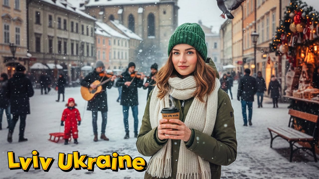 Львів у Снігу ❄ Парк Костюшка, Вузькі Вулички та Перші Колядки  (4к пішохідний тур)