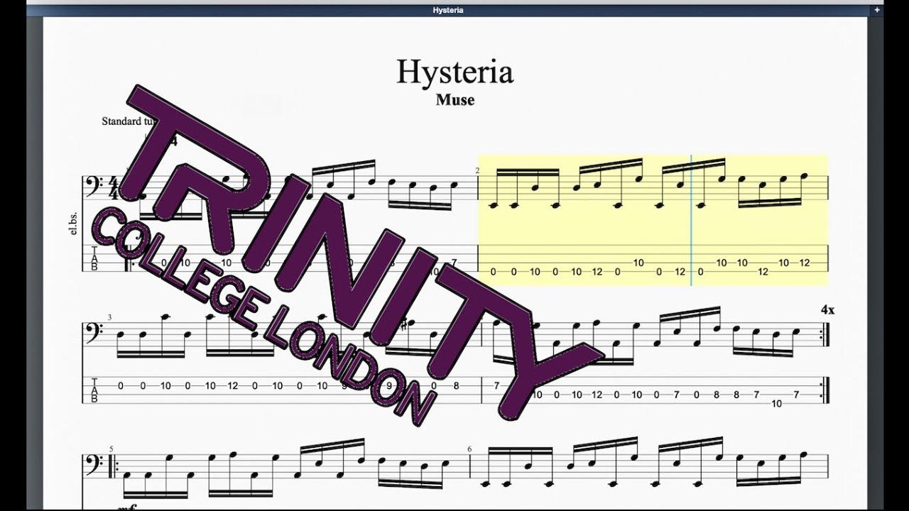 Hysteria (2012 Syllabus) Trinity Grade 7 Bass