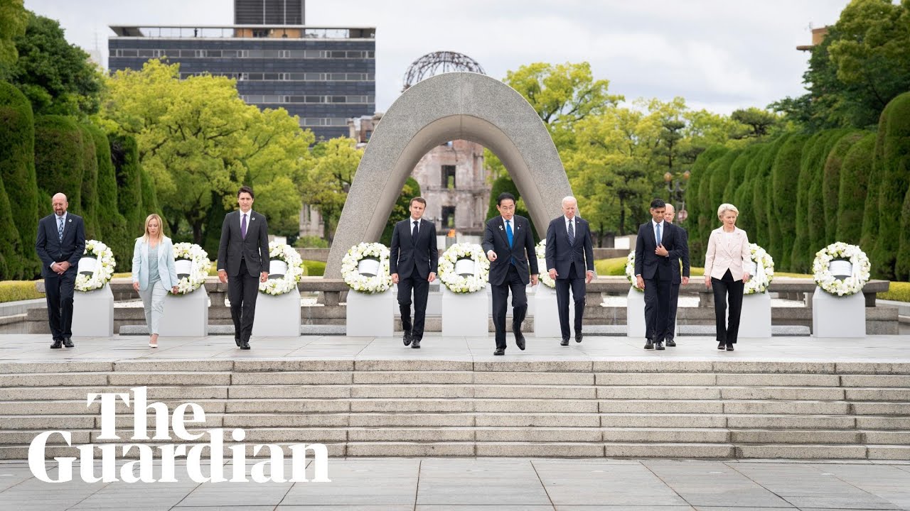 G7 leaders lay wreaths and plant trees at Peace Memorial Park in Hiroshima