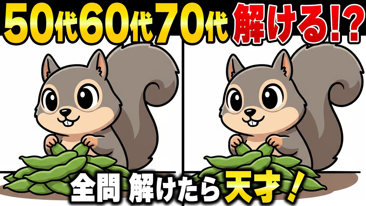 【解けたら脳年齢30歳！？】60代70代の9割がハマる脳の若返り習慣！間違い探しで認知症予防・ボケ防止