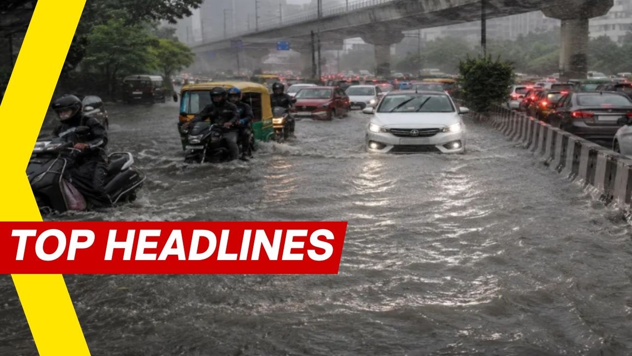 Delhi Wakes Up To Heavy Monsoon Rain; Waterlogging, Traffic Snarls & IMD Weather Alert | Top Stories