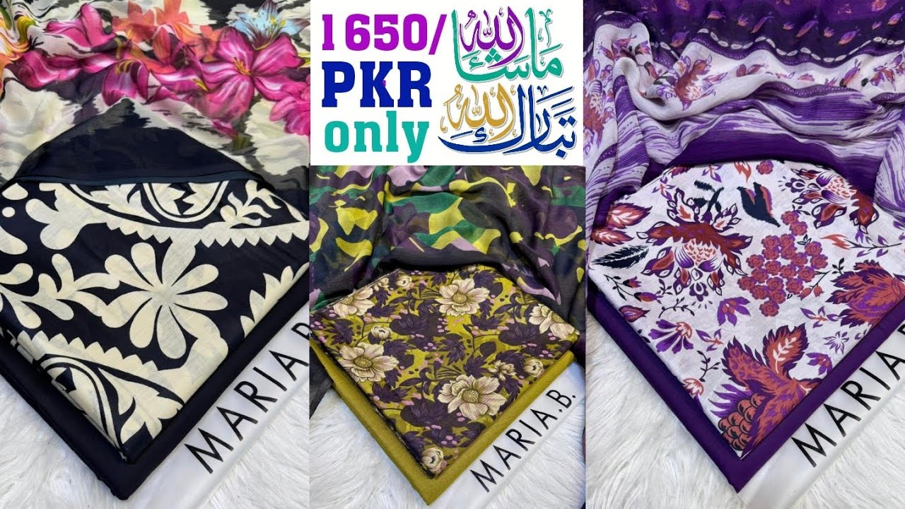Maria b Lawn 3pc indian crinkle dupatta 2026 || 03245654055