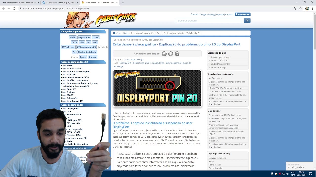 PC LIGA MAS NÃO DA IMAGEM COM CABO DISPLAYPORT - PC CONGELANDO