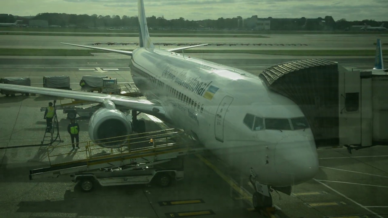 Ukraine international airlines Boeing 737-800 full flight from London Gatwick to Kyiv Ukraine