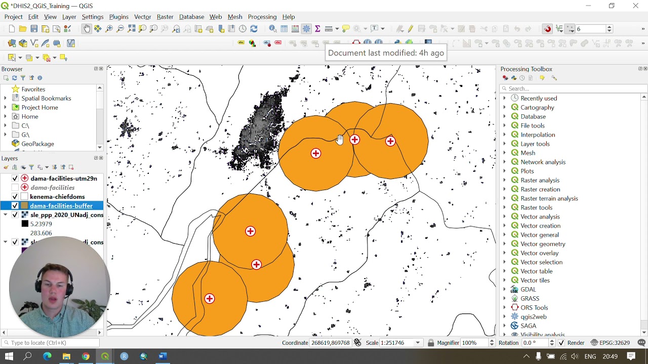 Maps/GIS workshop Day 2 Video 5: Calculating population living within buffers