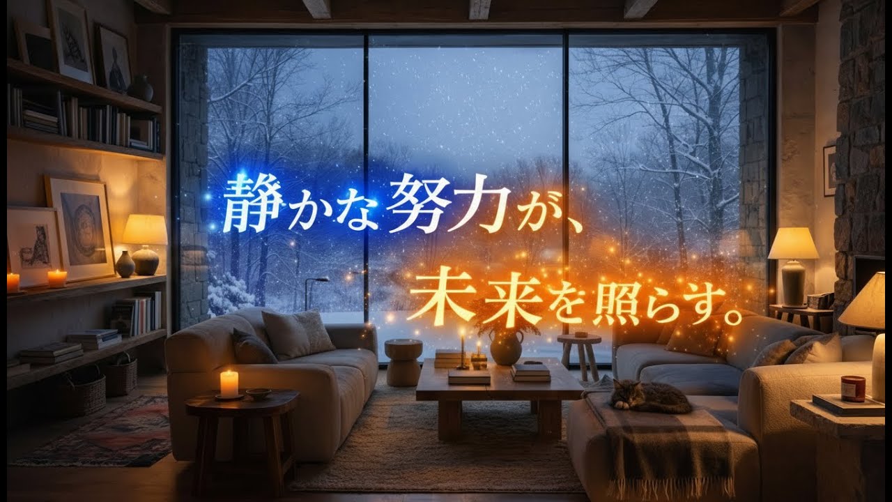 【作業・集中用BGM】静かな努力が、未来を照らす｜冬景色と灯りに包まれる穏やかなワークタイム《1 Hour》[No Ads]