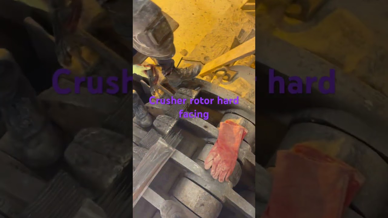 Crusher rotor hard facing work