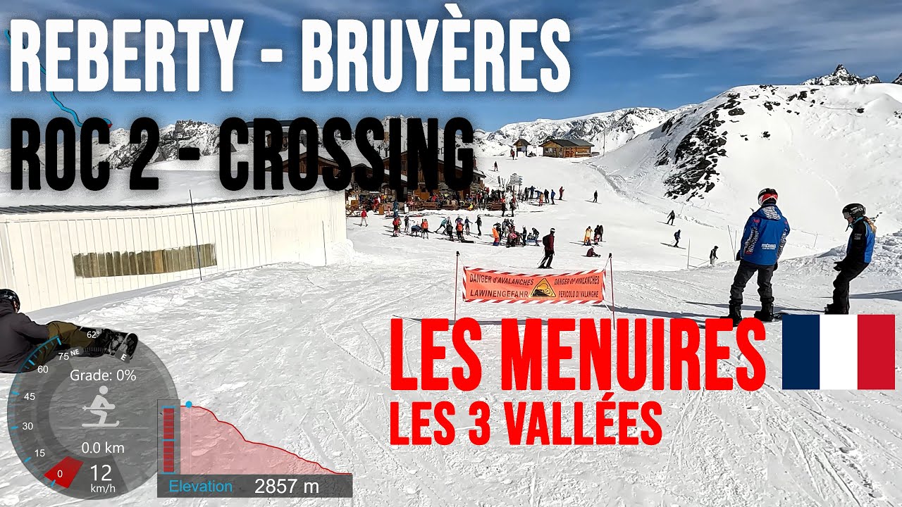 [4K] Skiing Les Menuires, Reberty - Bruy&egrave;res - Roc 2 - Crossing, Les3Vall&eacute;es France, GoPro HERO11