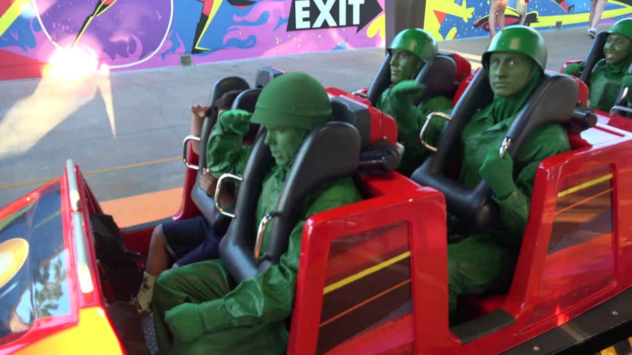 Pixar Pier Premiere, Disneys California Adventure, 6-22-18, Green Army Men ride Incredicoaster, 4K
