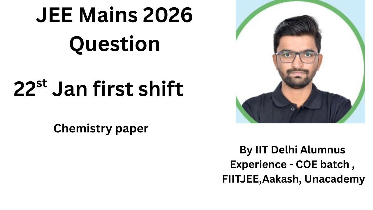 JEE Mains 2026| chemistry paper with solution | 22nd jan  First shift paper | @jeemains @chemistry